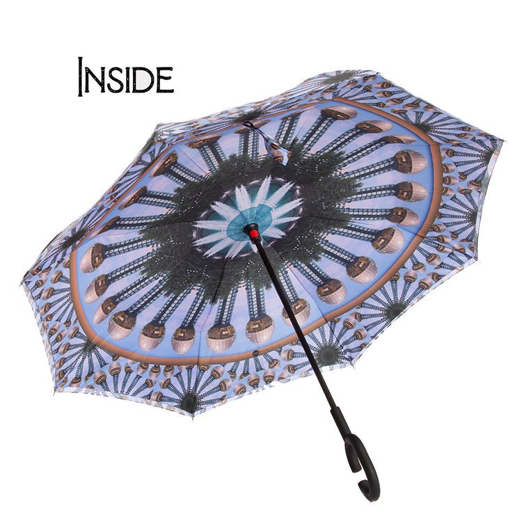 Knoxville Sunsphere reverse umbrella Wendy Newman Designs inside