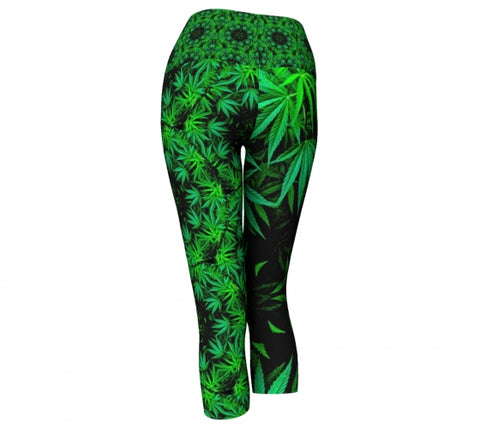 Flax Cannabis Chic Yoga Capris back Wendy Newman Designs