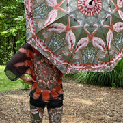 Flamingo Feathers Zoo Kimono back tied at hips Wendy Newman Designs