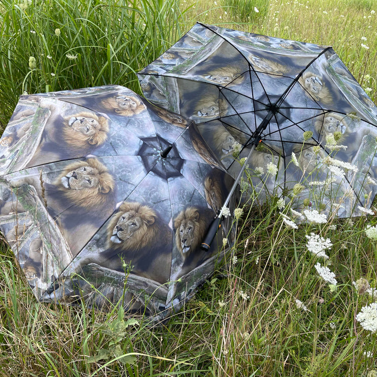 Leo Critter Collection Fan Umbrella outside and inside Wendy Newman Designs