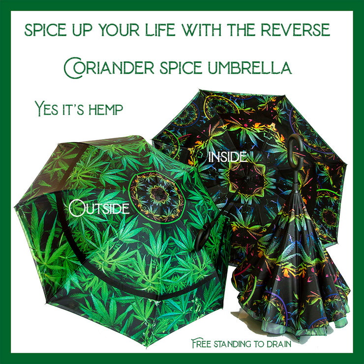 Coriander Spice  Umbrella Wendy Newman Designs neon hemp self standing