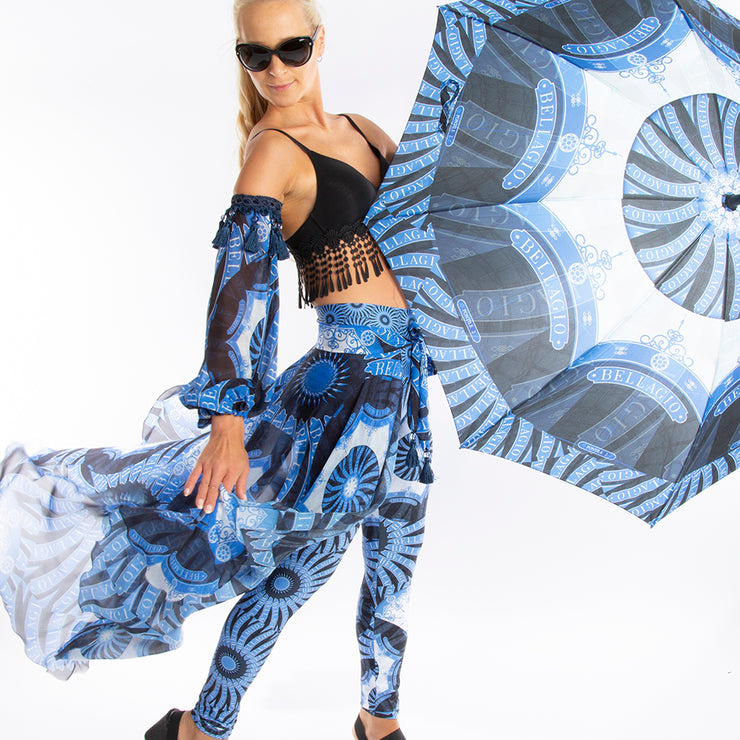 Custom Silk Wrap Skirt  and umbrella Wendy Newman Designs Bellagio
