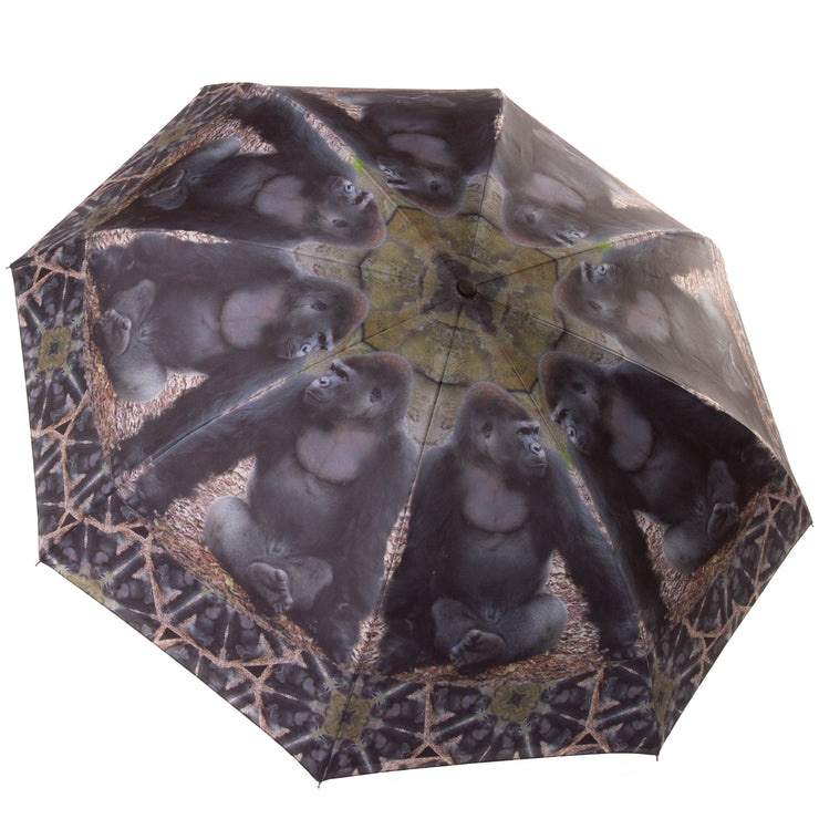 Gorilla/Chimp Zoo Reverse Umbrella Wendy Newman Designs outside