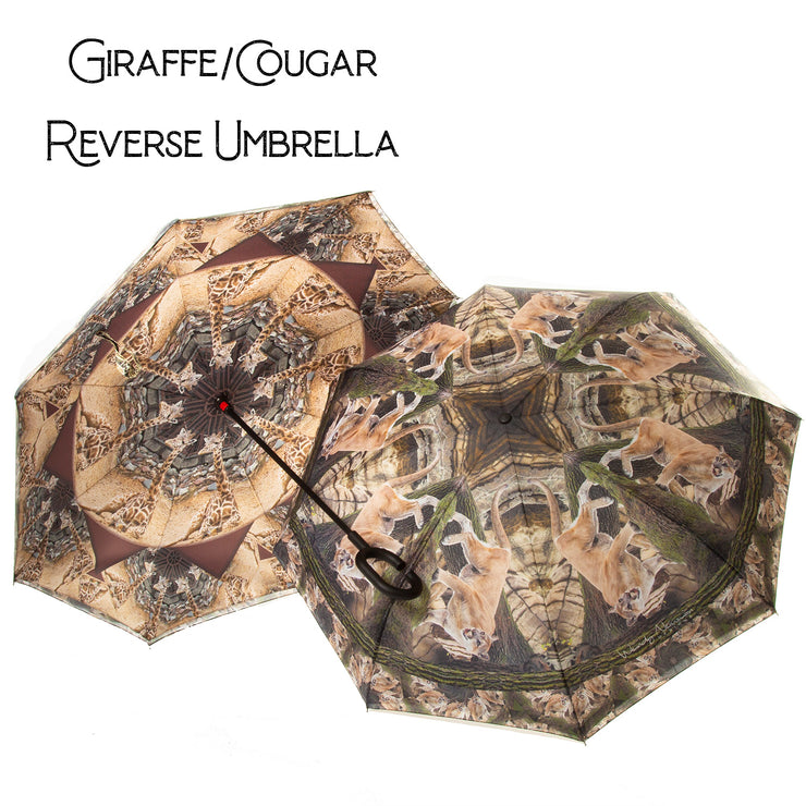 Giraffe/Cougar Zoo Reverse Umbrella Wendy Newman Designs
