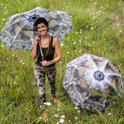 Leo Critter Collection Fan Umbrella outside and inside with leggings Wendy Newman Designs