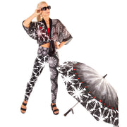 I love NY World Tour Fan Umbrella Wendy Newman Designs kimono tied at waist
