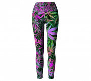 Maui Wowie Cannabis Chic Yoga Leggings front  Wendy Newman Designs