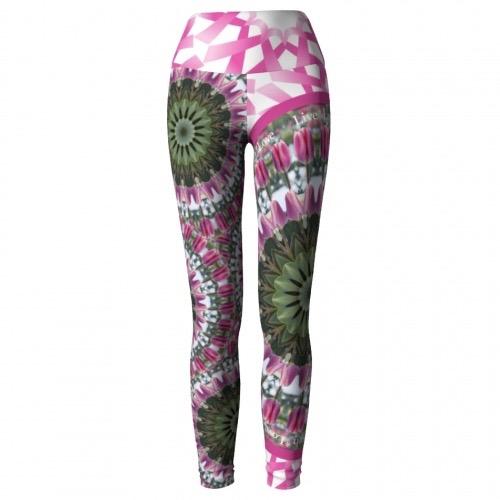 Moxie Breast Cancer Awareness Yoga Leggings front Wendy Newman Designs