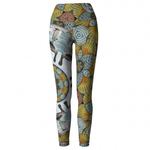 Nereus Seaside Yoga Leggings front 2 Wendy Newman Designs