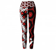 Panama Red Hemp Yoga Leggings front Wendy Newman Designs