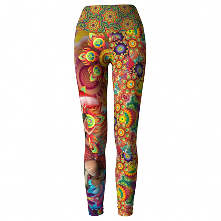 Shrooms Spice Yoga Leggings front 2 Wendy Newman Designs