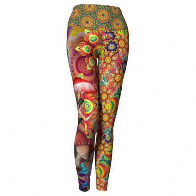 Shrooms Spice Yoga Leggings front Wendy Newman Designs