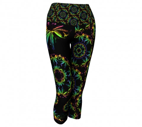 Trippin Cannabis Chic  front Yoga Capris