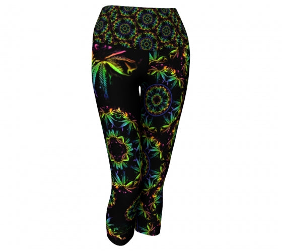 Trippin Cannabis Chic  front Yoga Capris